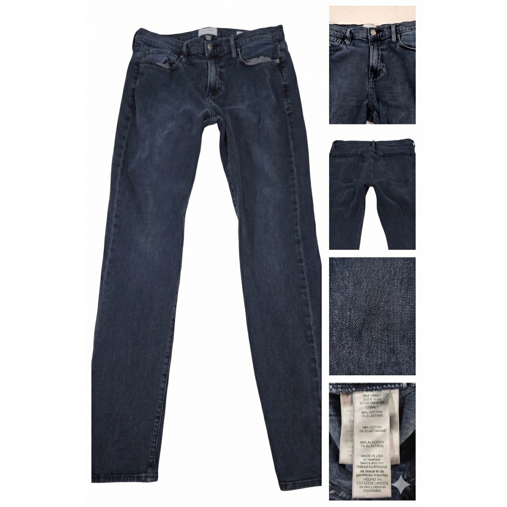 Frame Denim L'Homme Skinny Jeans Mens 32x32 Dark Wash Cobalt USA Made Slim Fit